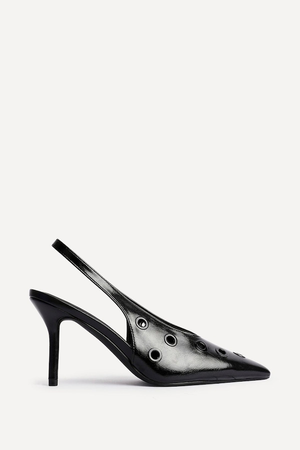 Linzi Abel Black Faux Leather Court Heel