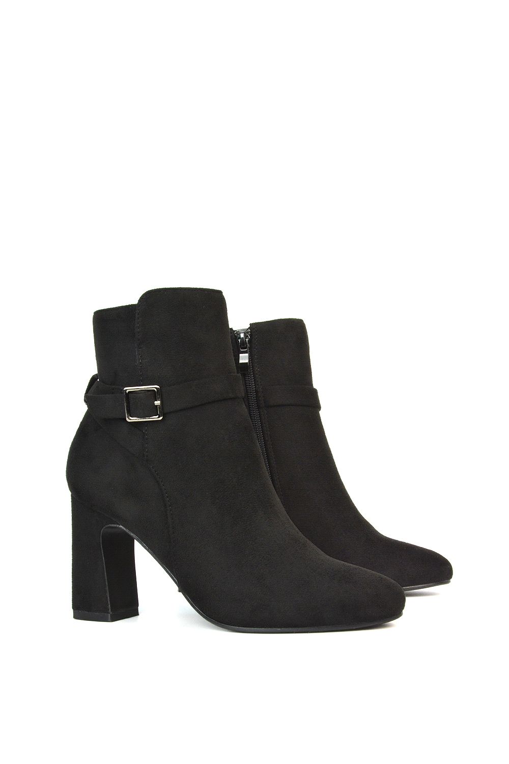 XY London 'Mary' Block Mid High Heel Shoe Booties With Buckle Strap image 6