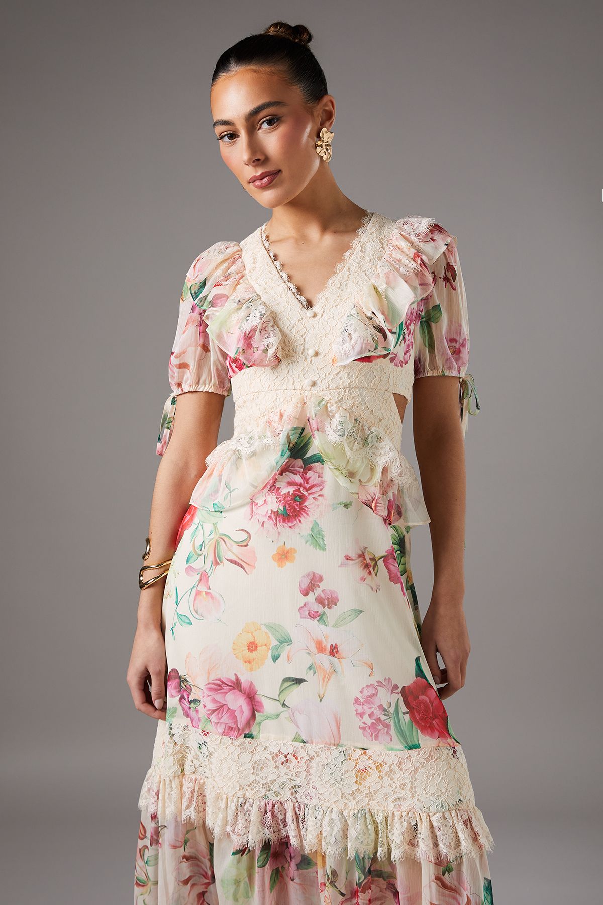 Coast Cut Out Lace Trim Midi Dress Cream image 2