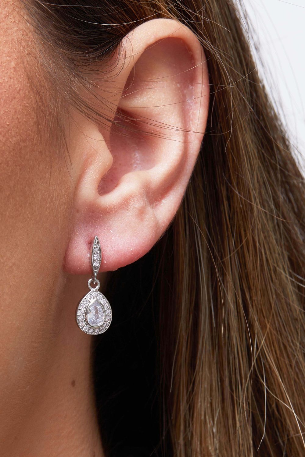 Jon Richard Silver Cubic Zirconia Pear Drop Earrings image 2