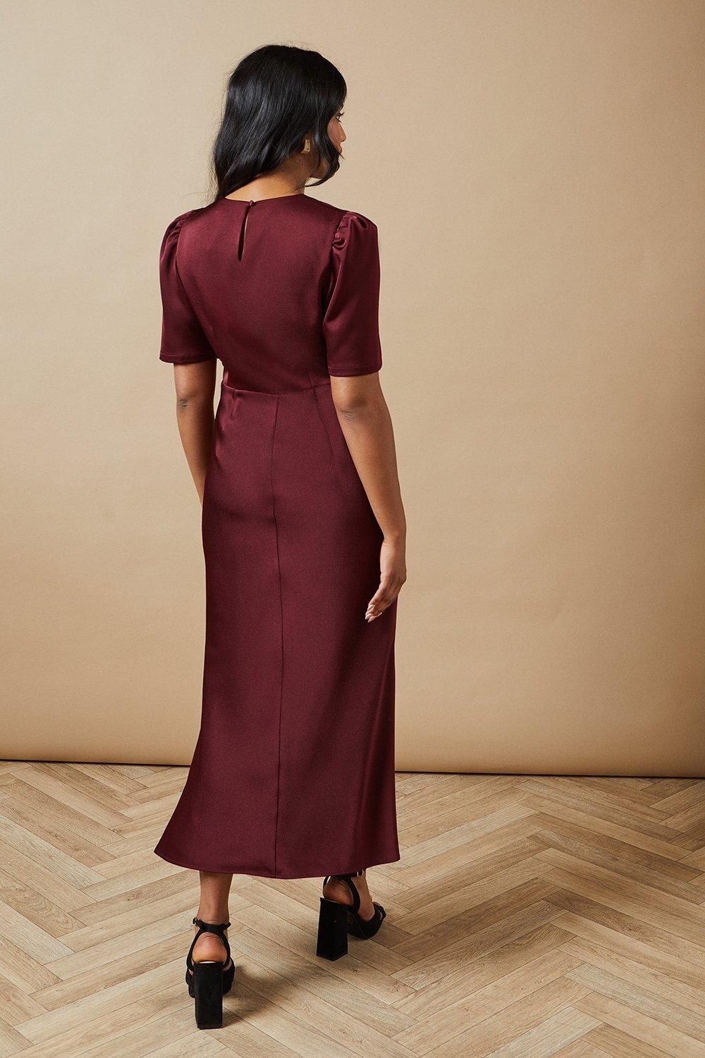 Oasis Satin Midaxi Dress Wine image 3