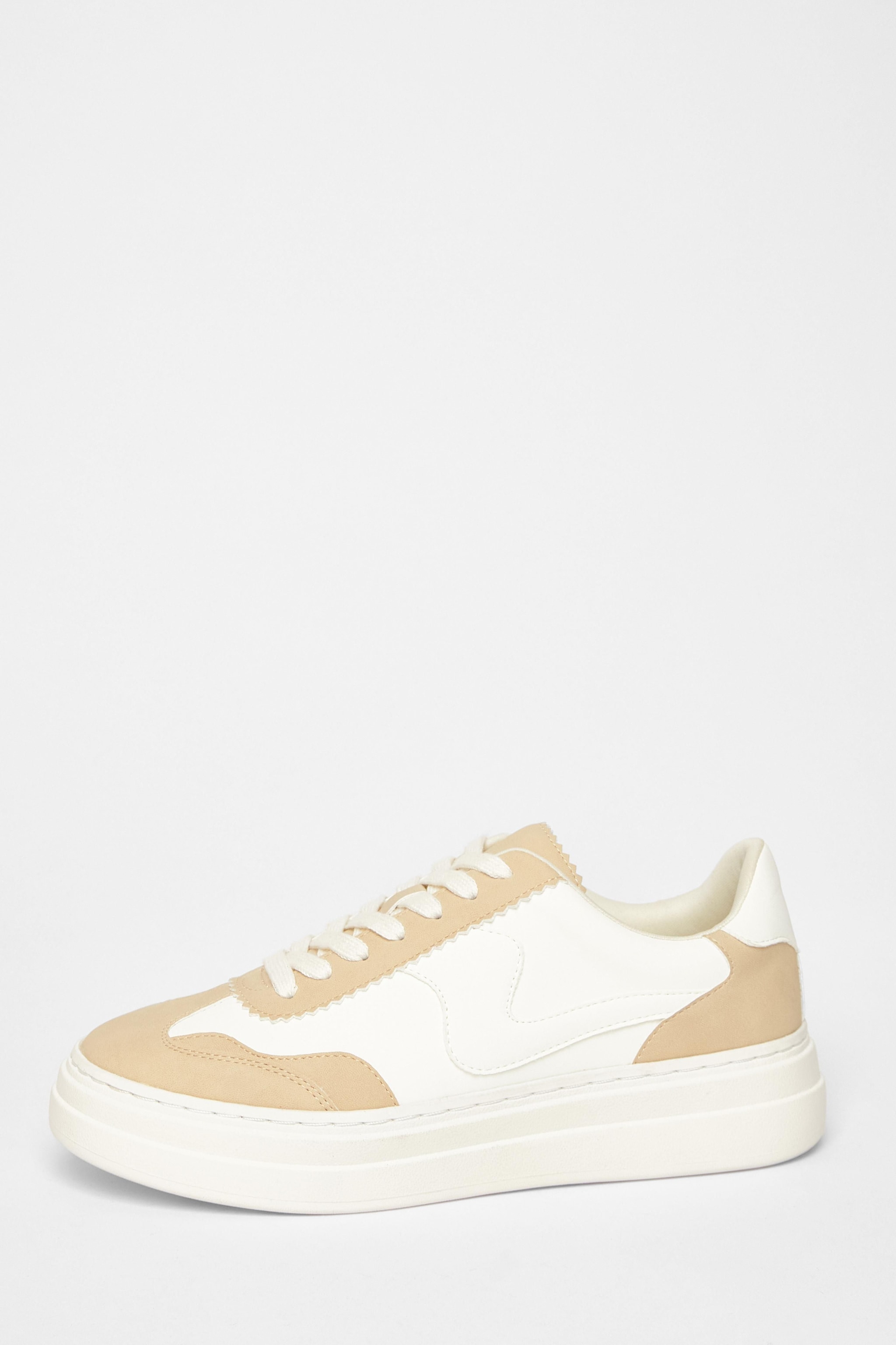 Quiz Nude Faux Leather Chunky Trainers image 3