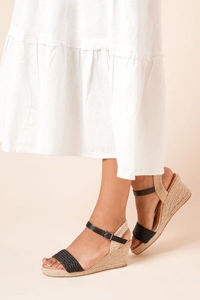 Dorothy Perkins Petra Woven Front High Espadrille Wedge Sandals Black
