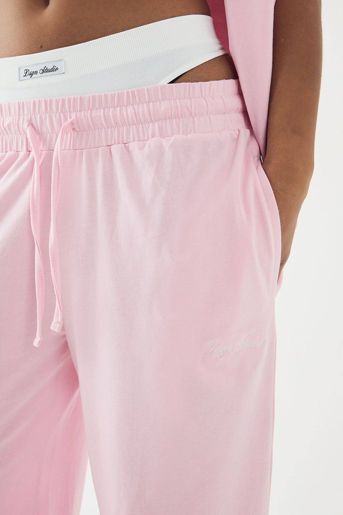 DSGN Studio DSGN Studio Lounge Supersoft Wide Leg Trouser Baby Pink image 4