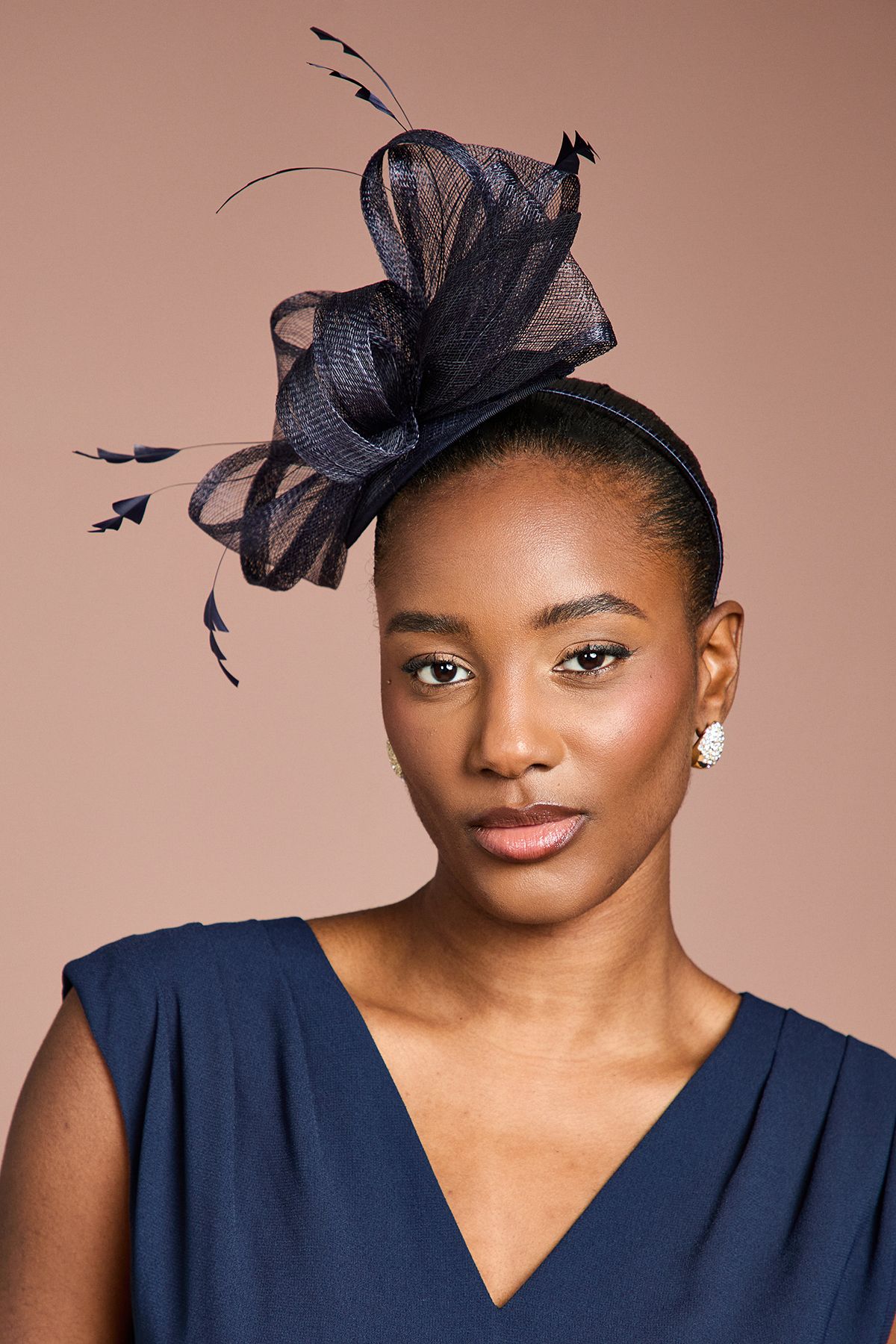 Coast Bow and Feather Fascinator Navy image 2