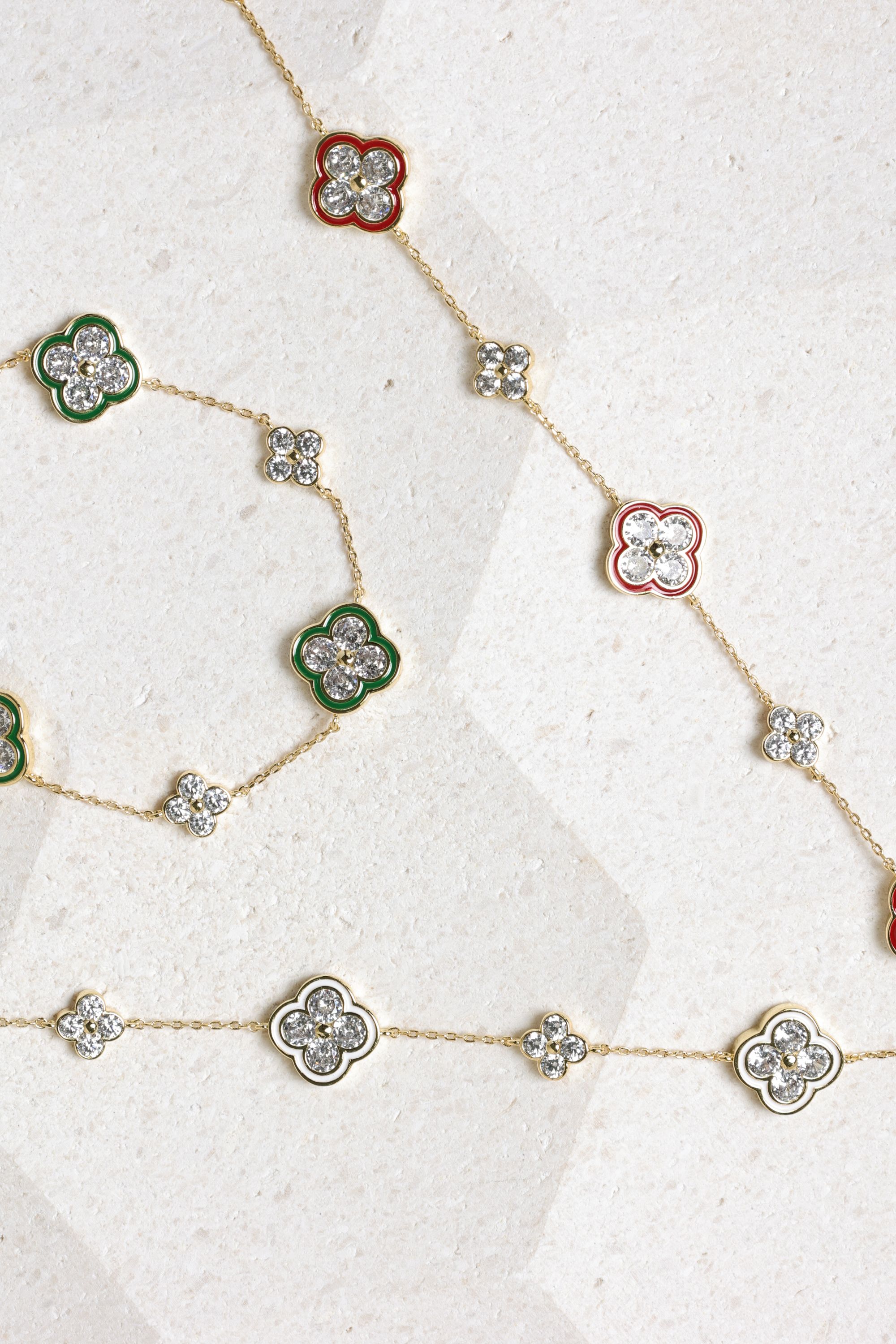 Jon Richard 14K Gold Plated Pave and White Clover Bracelet image 4