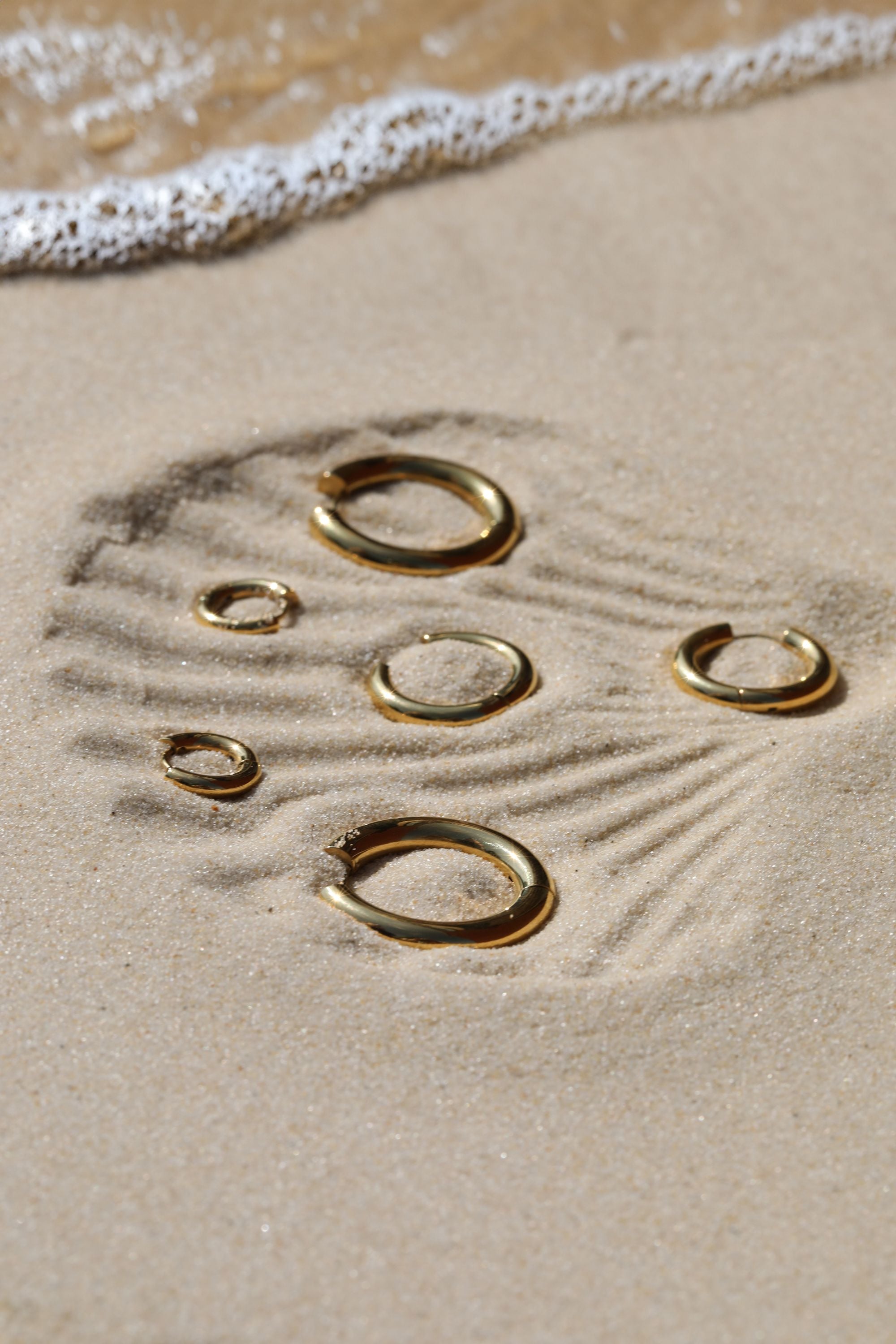 Jon Richard Waterproof Gold Plated Medium Chubby Hoop Earrings image 3