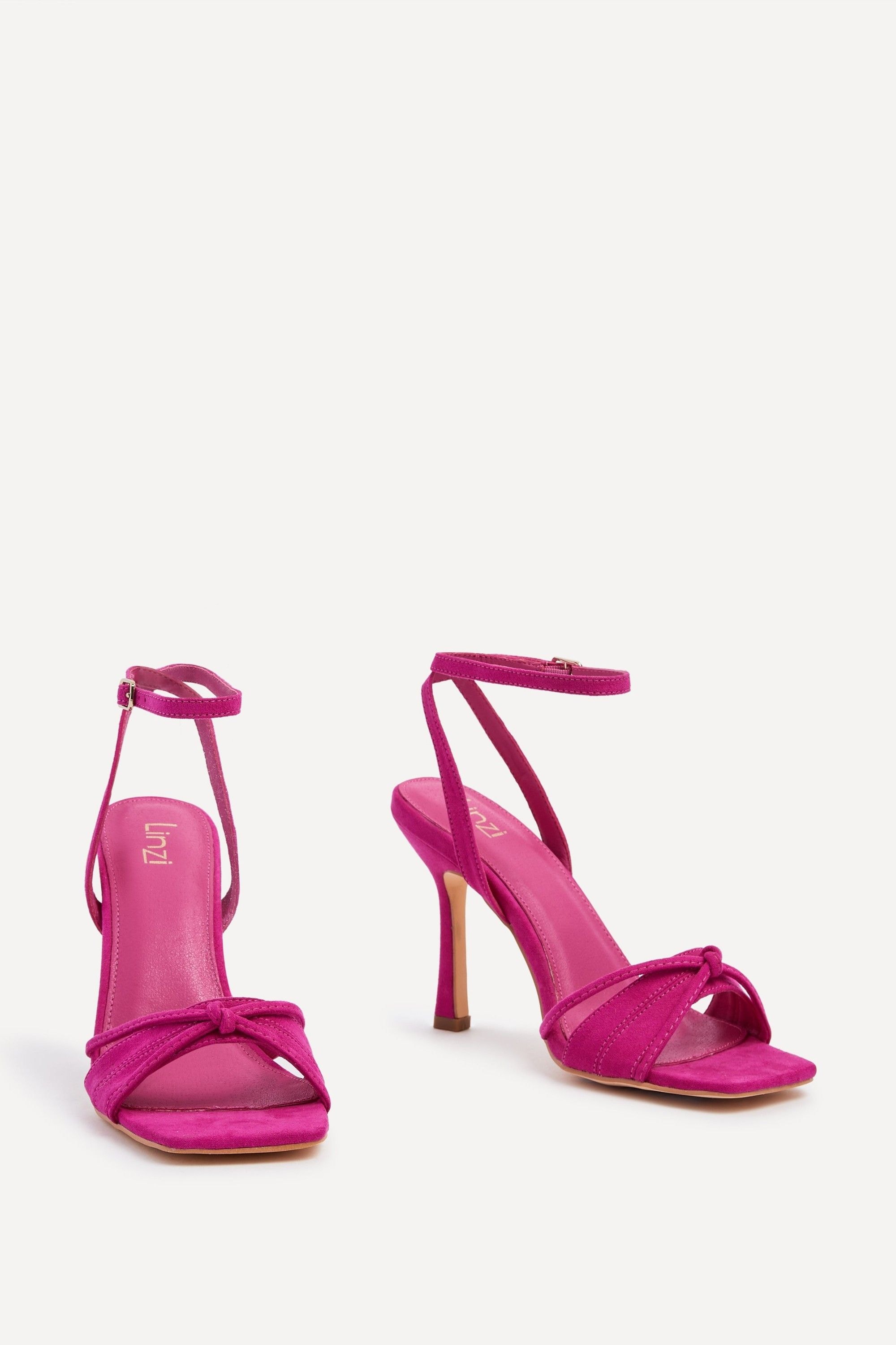 Linzi Nola Fuchsia Faux Suede Square Toe Heeled Sandal image 3