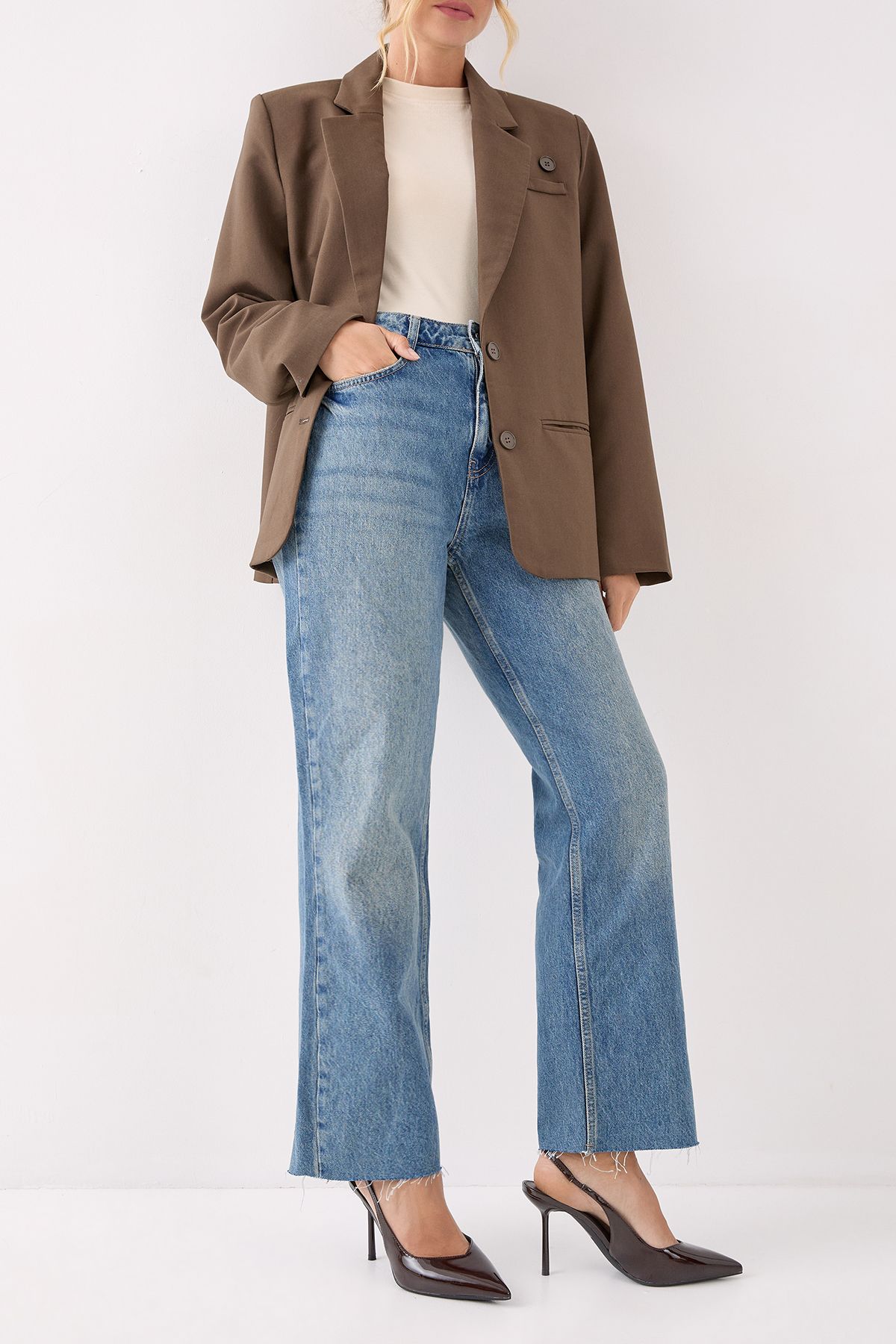 MissPap Patent High Stiletto Slingback Court Shoes Brown image 2