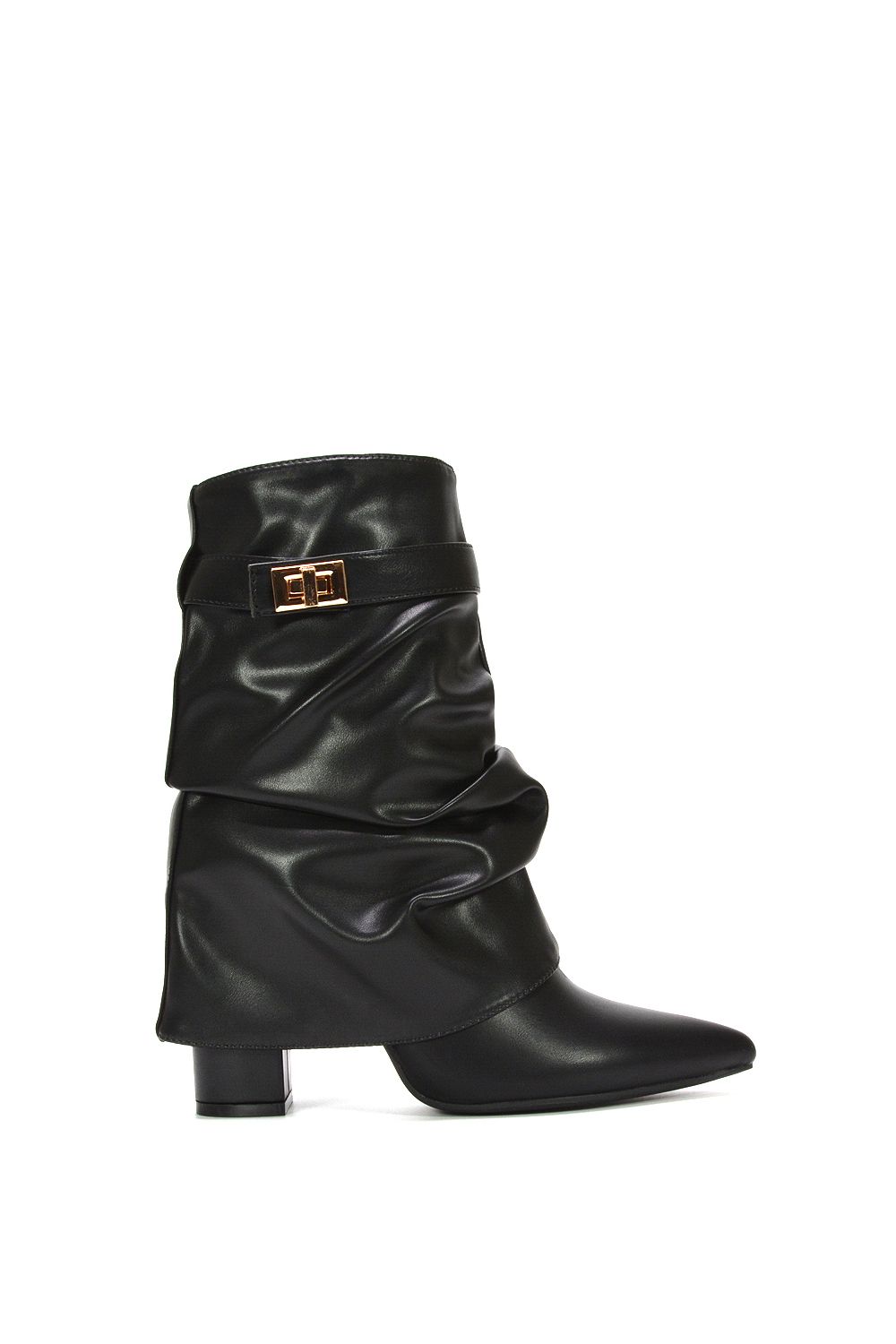 XY London 'Thalia' Pointed Ruched Block Heel Slouchy Booties image 1