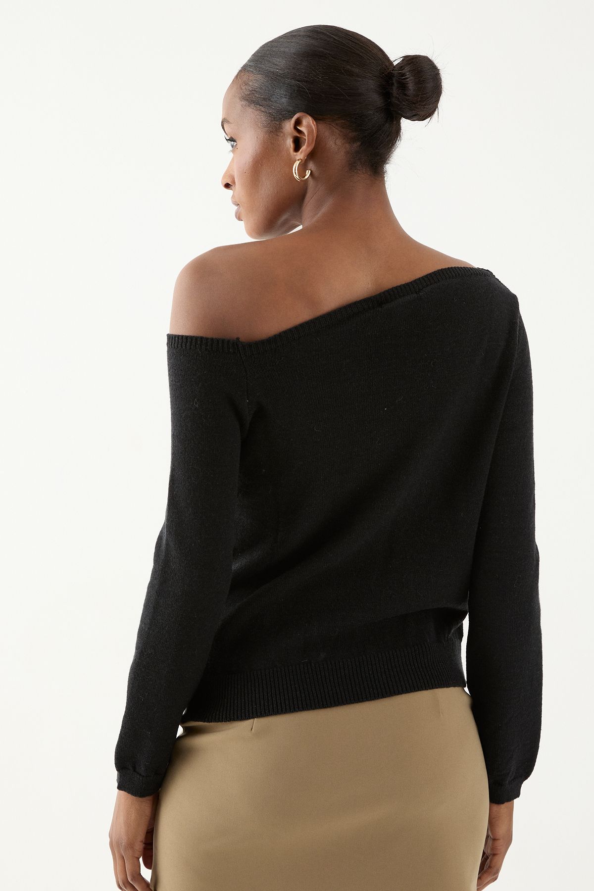 MissPap Knitted Asymmetric Neckline Top Black image 4