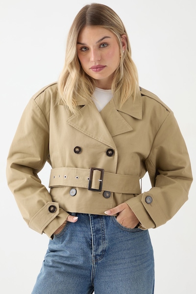 MissPap Tailored Cropped Trench Coat Stone
