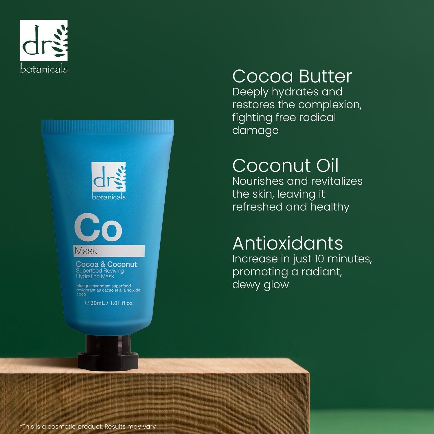 Dr. Botanicals Cocoa & Coconut Superfood Reviving Hydrating Mask 30ml x 2 Duo Set image 6