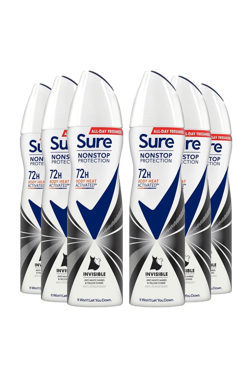 Sure Women 'Anti-Perspirant' 72H Deo Invisible Black & White, 6x150ml image 1