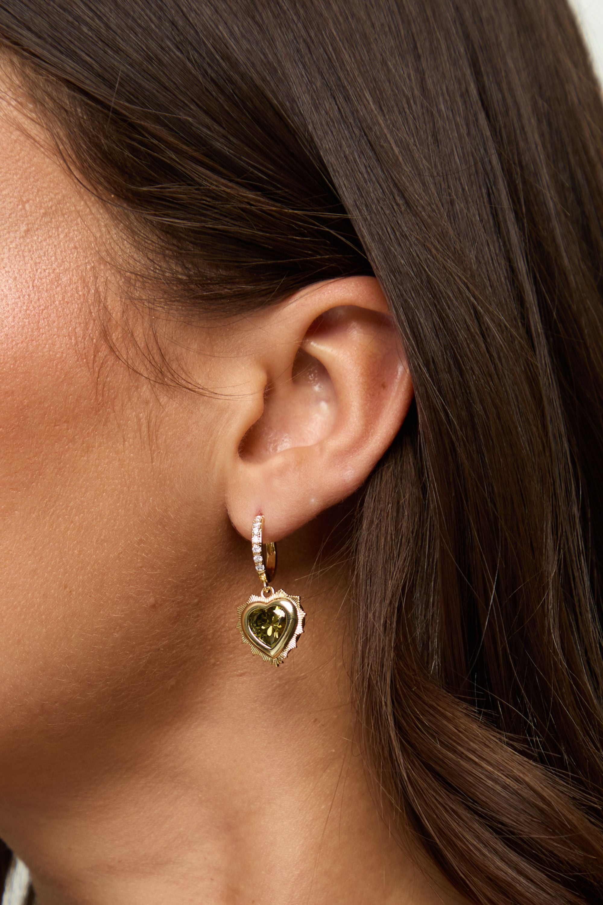 Jon Richard 14Ct Gold Plated Heart Birthstone Huggie Earrings - August image 3