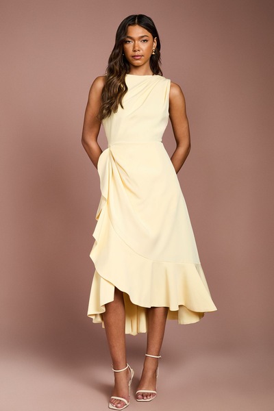 Coast Crepe Ruffle Dress With Low Back Lemon