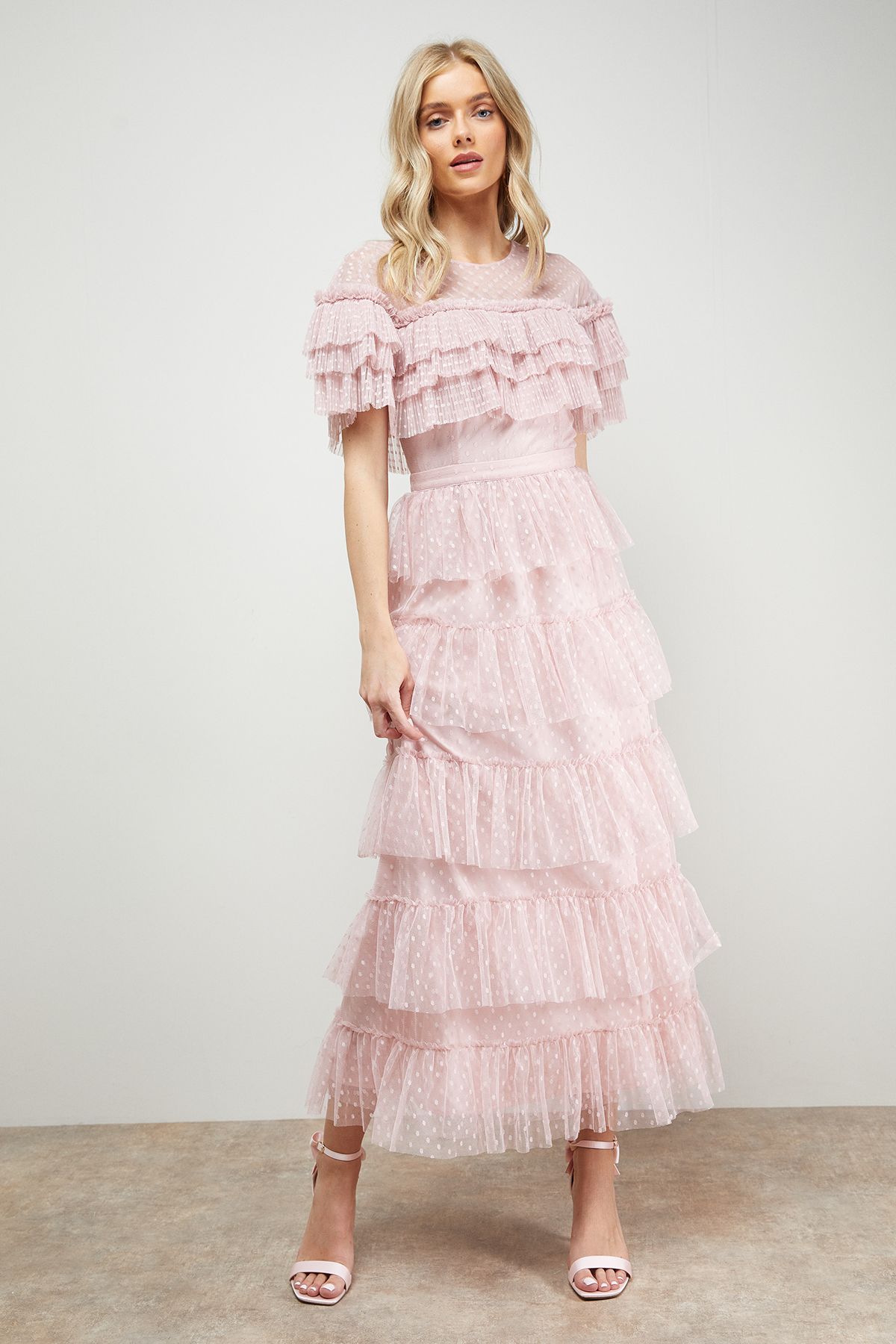 Oasis Dovile Satin Bow Back High Stiletto Heel Sandals Ballerina Pink image 2