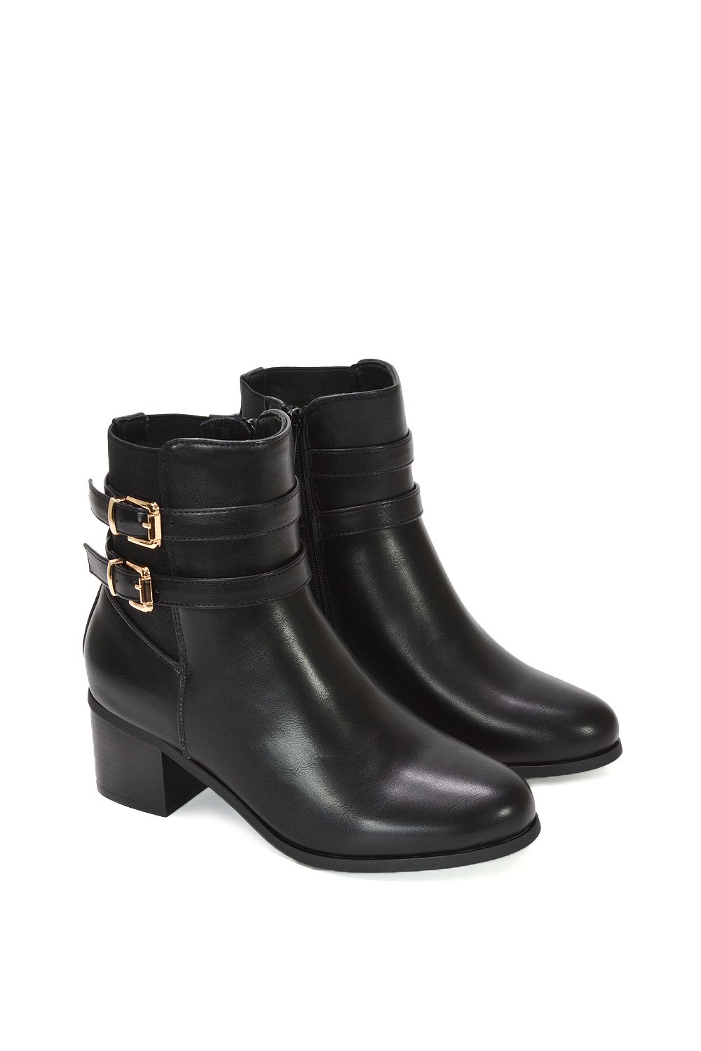 XY London 'Tabitha' Mid Block Heel Chelsea Boots With Buckles image 7