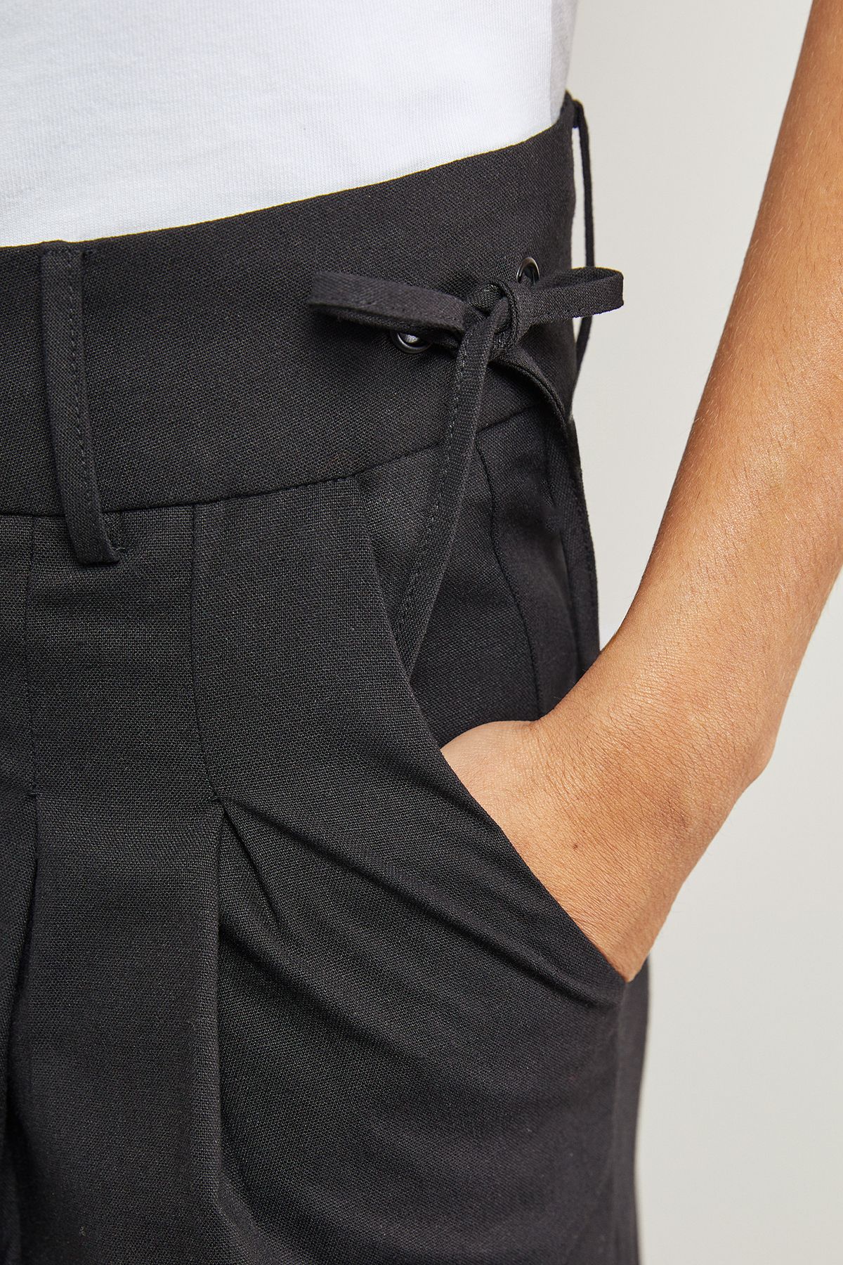 Warehouse Linen Blend Tailored Trousers Black image 5