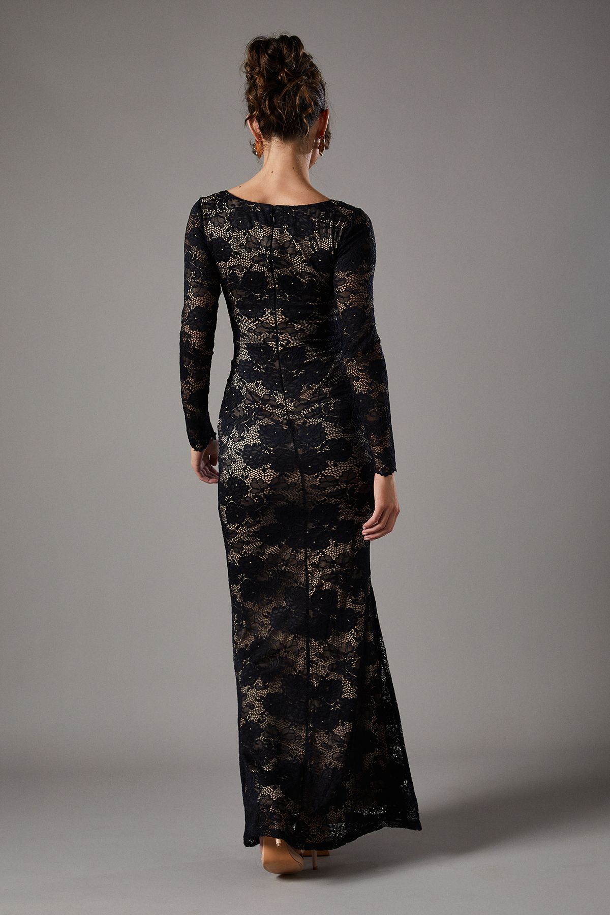 Coast Lace Maxi Dress With Square Neck & Long Sleeve Black image 4