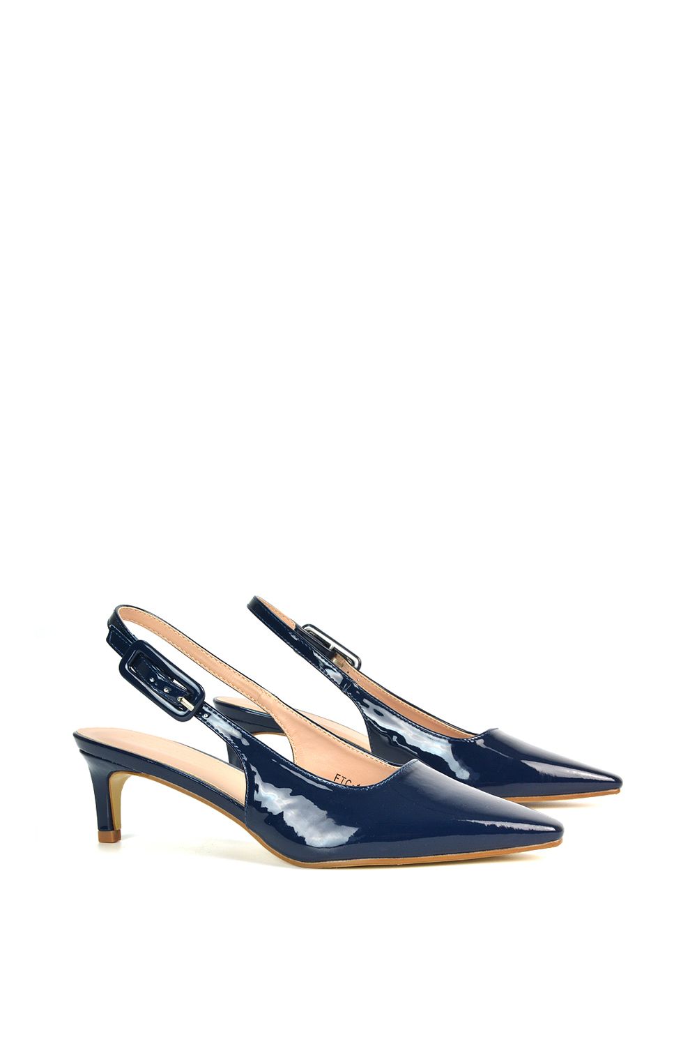 XY London 'Kelly' Low Kitten Heel Slingback Pointed Toe Court Shoes image 4