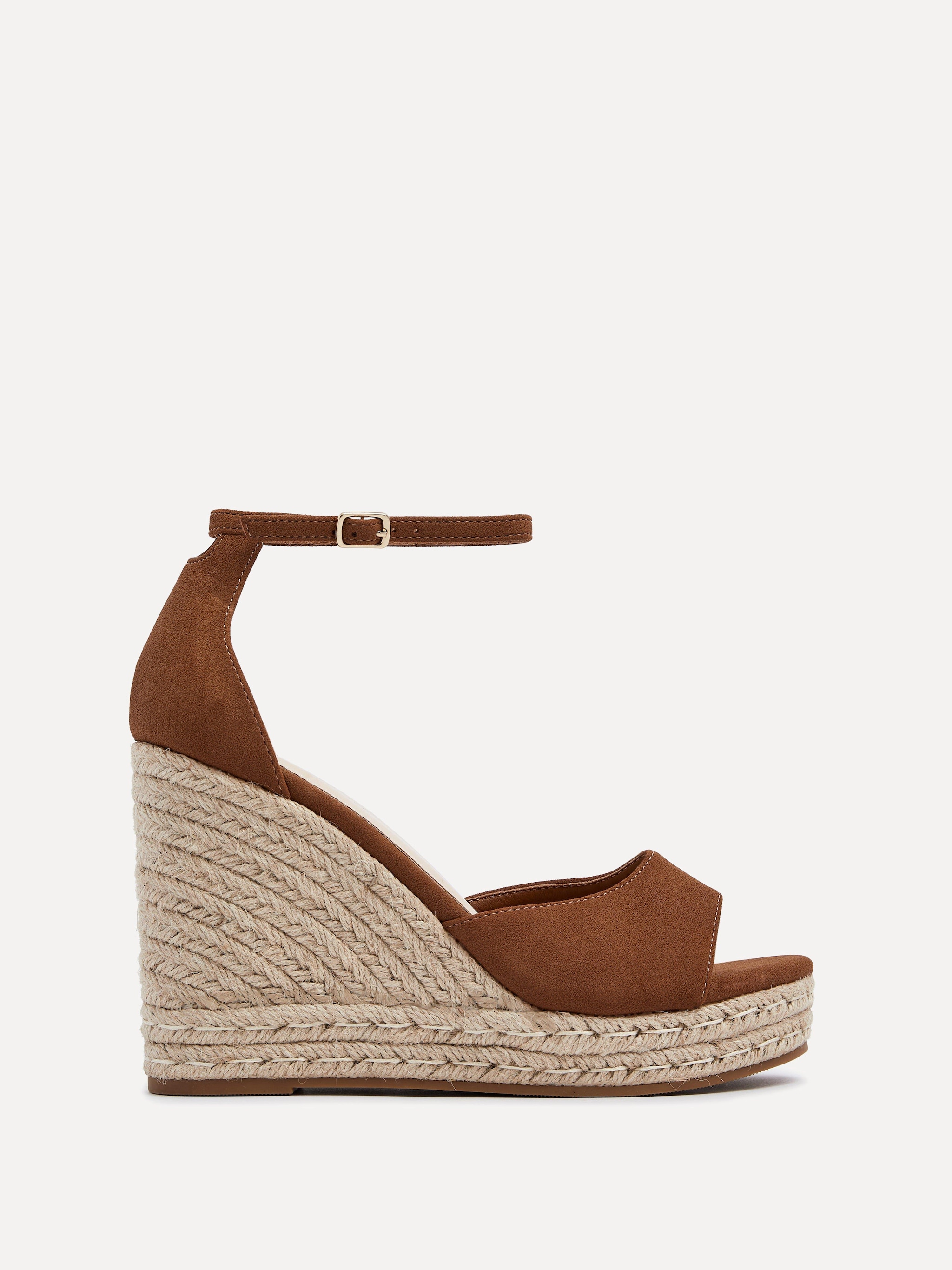 Linzi Gracio Tan Faux Suede Rope Platform Wedge