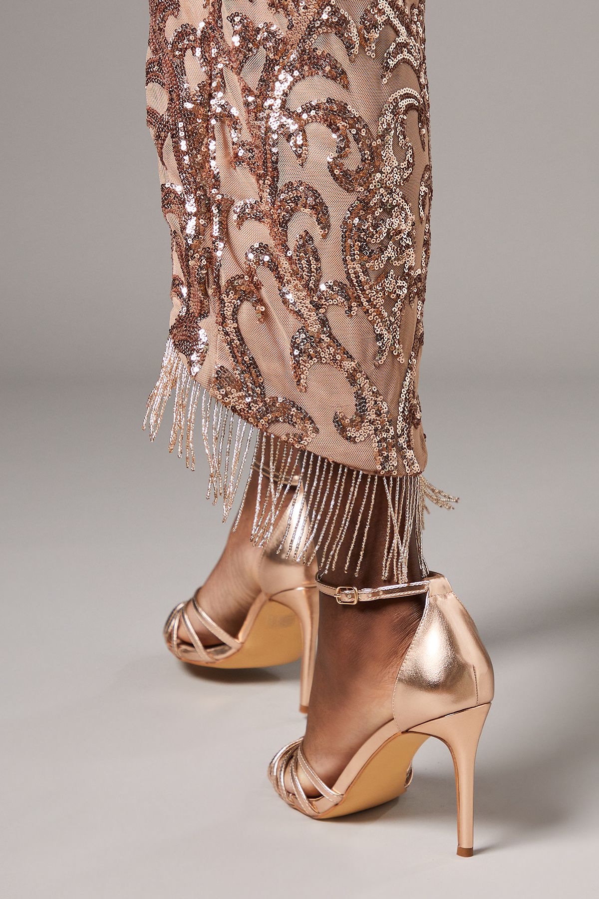 Coast Wide Fit Tilda Faux Leather Lattice Front High Heel Sandals Rose Gold image 3