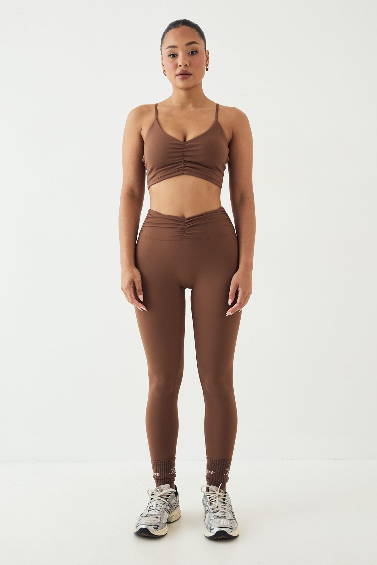 DSGN Studio DSGN Studio Ultra Sculpt Ruched Internal Padding Sports Bra Mocha image 5