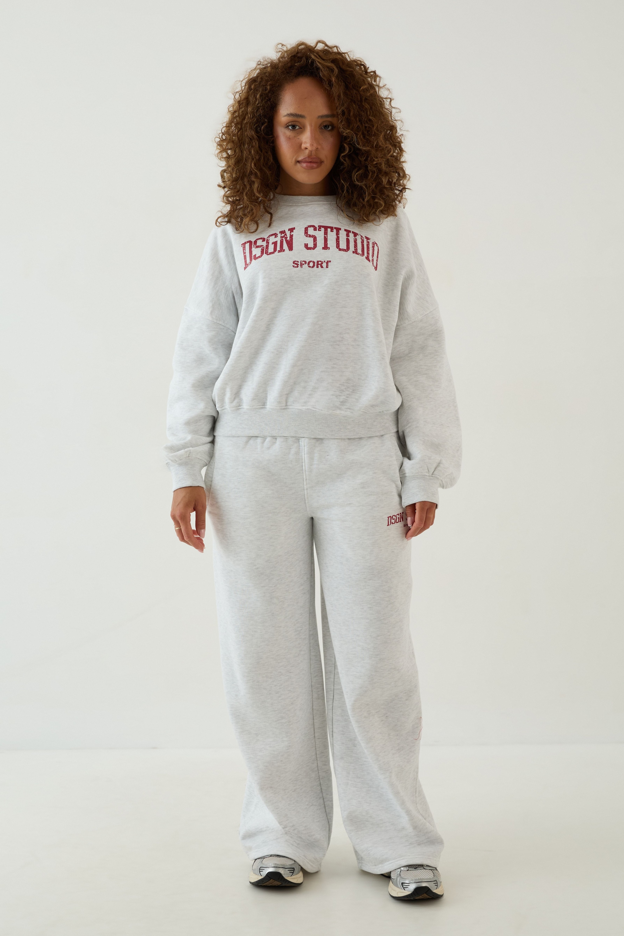 DSGN Studio DSGN Studio Collegiate Printed Balloon Sleeve Crew Neck Sweatshirt Ash Grey image 5