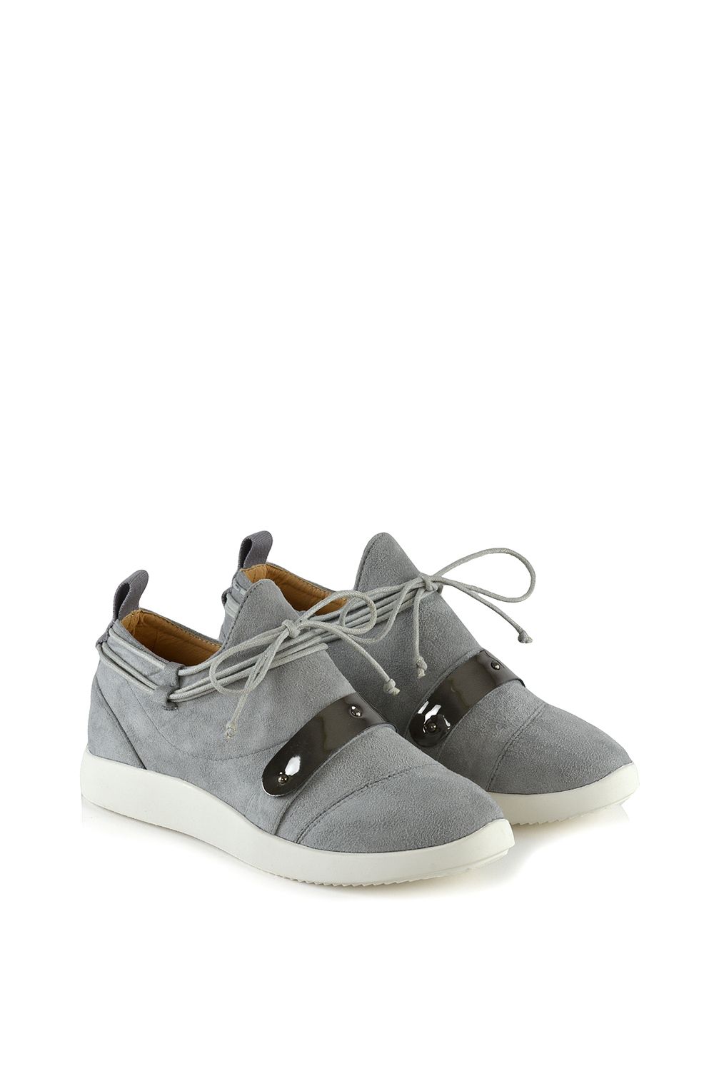 XY London 'Evanescence' Lace Up Flat Rubber Sole Trainers with Metallic Details image 3