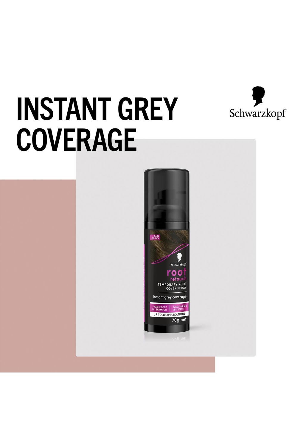 Schwarzkopf Root Retouch 'Root Cover Spray' Dark Brown 70g 3 Pack image 4