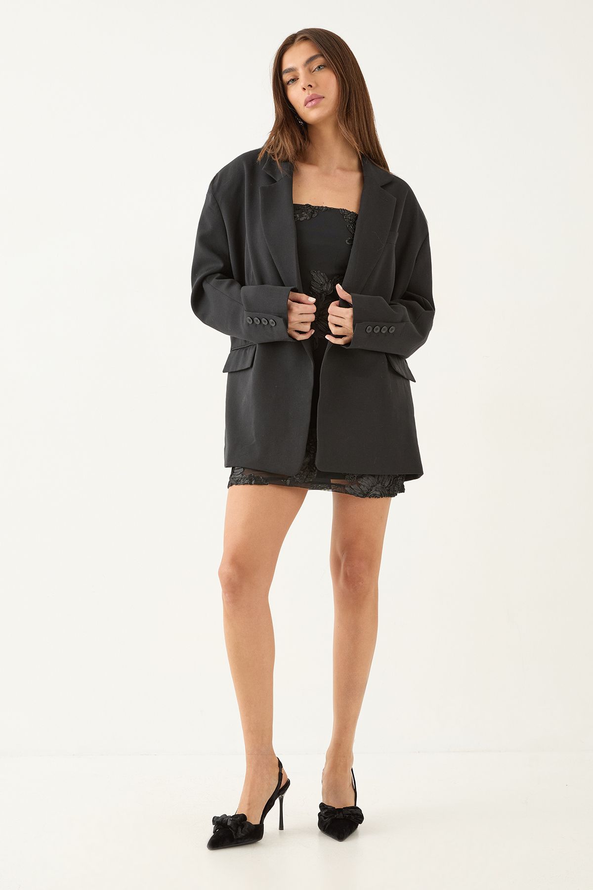 MissPap Velvet Bow Detail High Stiletto Slingback Court Shoes Black image 2