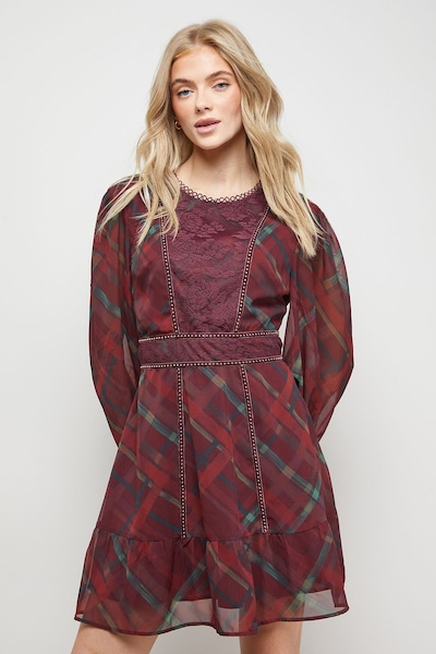 Oasis Velvet Stud Trim Mini Dress Multi