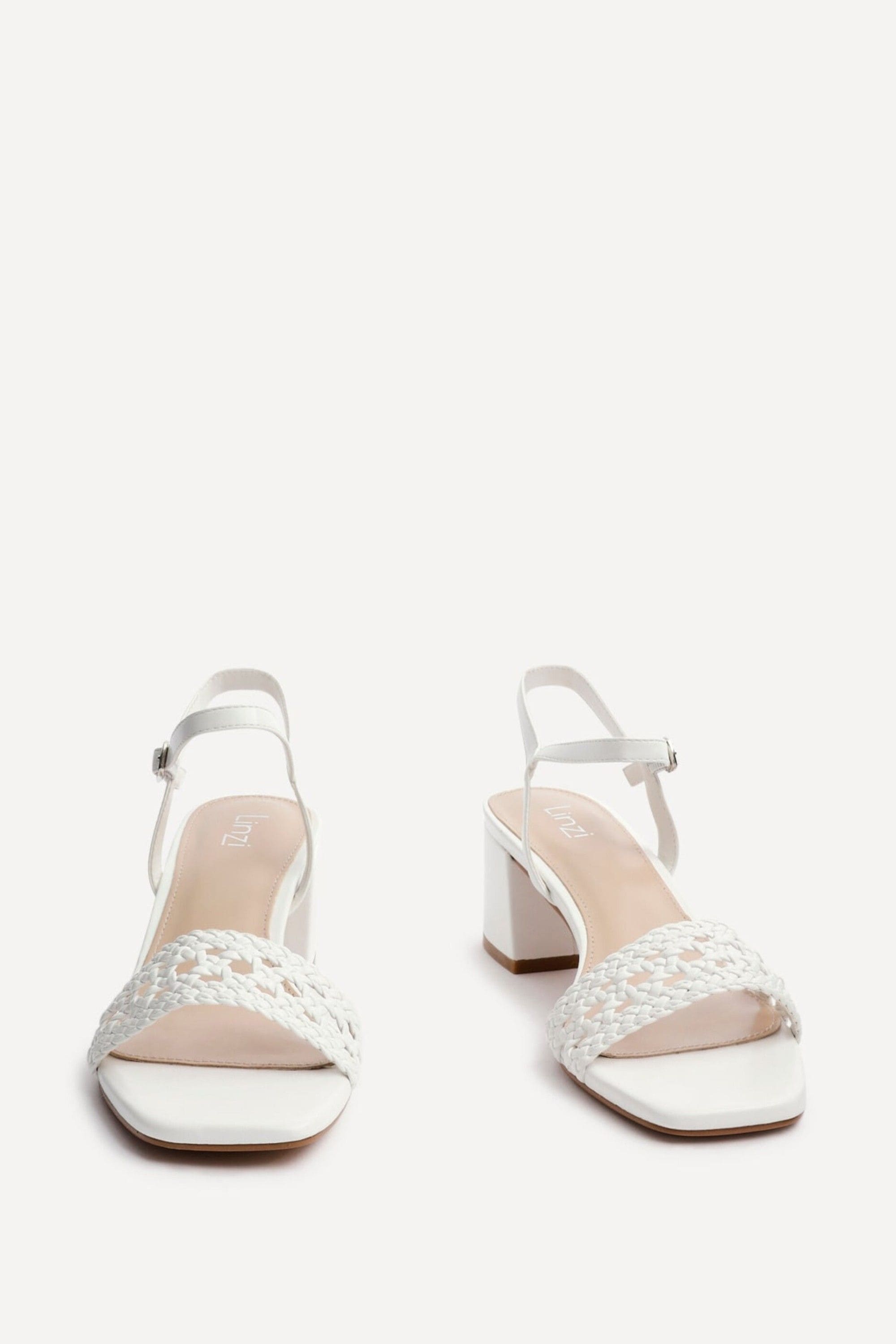 Linzi Ruthie White Faux Leather Plaited Heels image 3