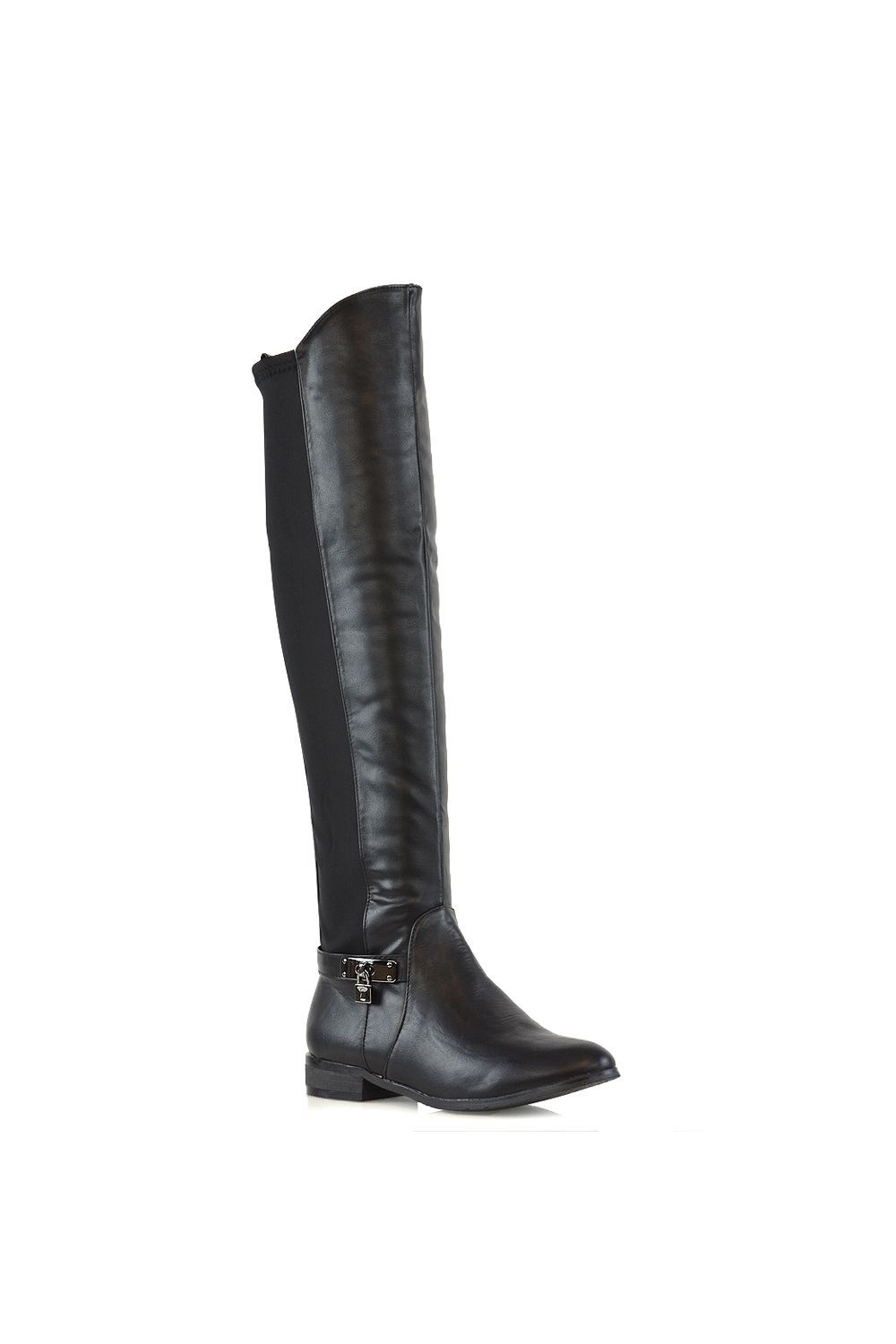 XY London 'Bella' Flat Elasticated Over The Knee Boots With Zip Fastening image 3