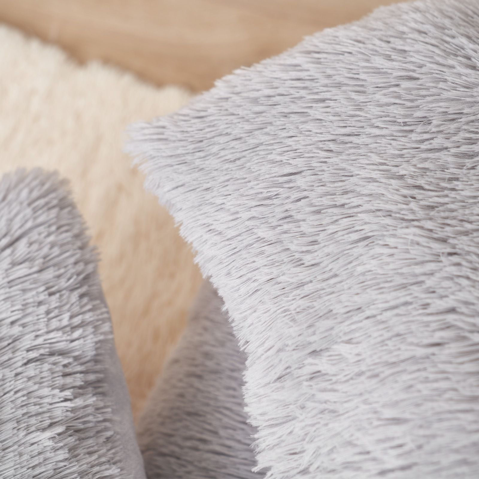 OHS Set of 2 Fluffy Shaggy Filled Cushion with Cover Square image 5