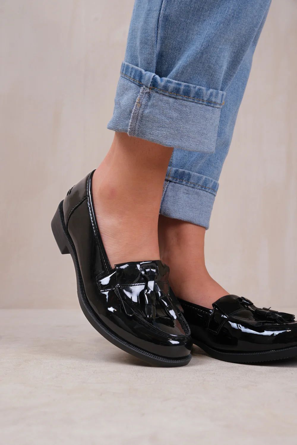 Where's That From 'Elder' Wide Fit Flatform Slip On Loafers Shoes With Tassel image 3