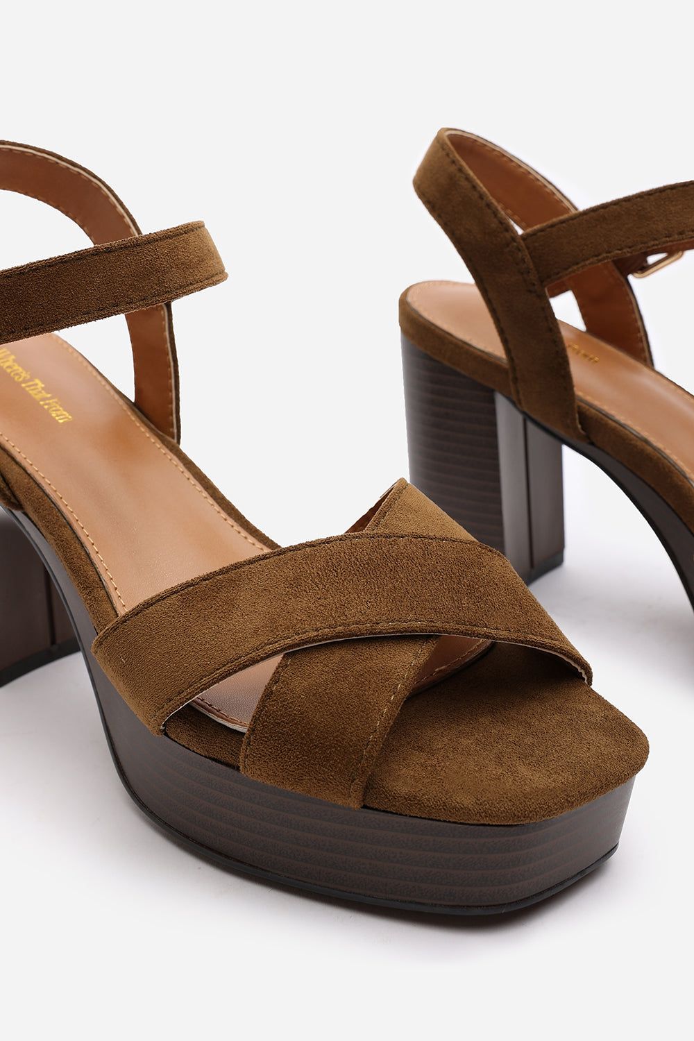 Where's That From 'Yvette' Suede Cross Over Platform Sandals With Buckle Strap image 5
