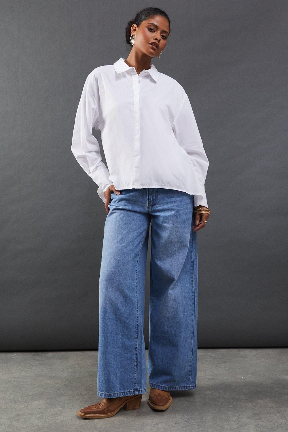 Warehouse Poplin Open Tie Back Shirt White image 4