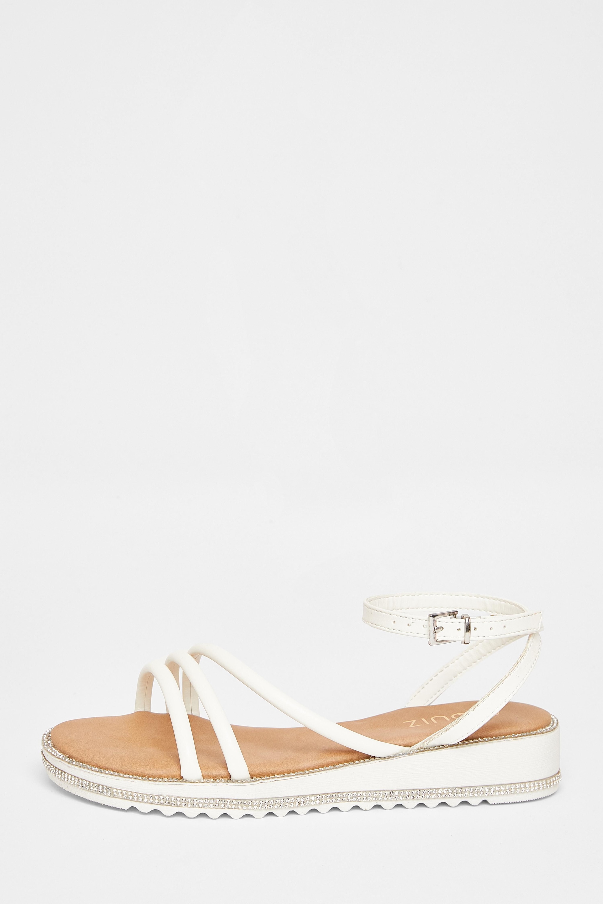 Quiz White Strappy Flat Sandals image 3