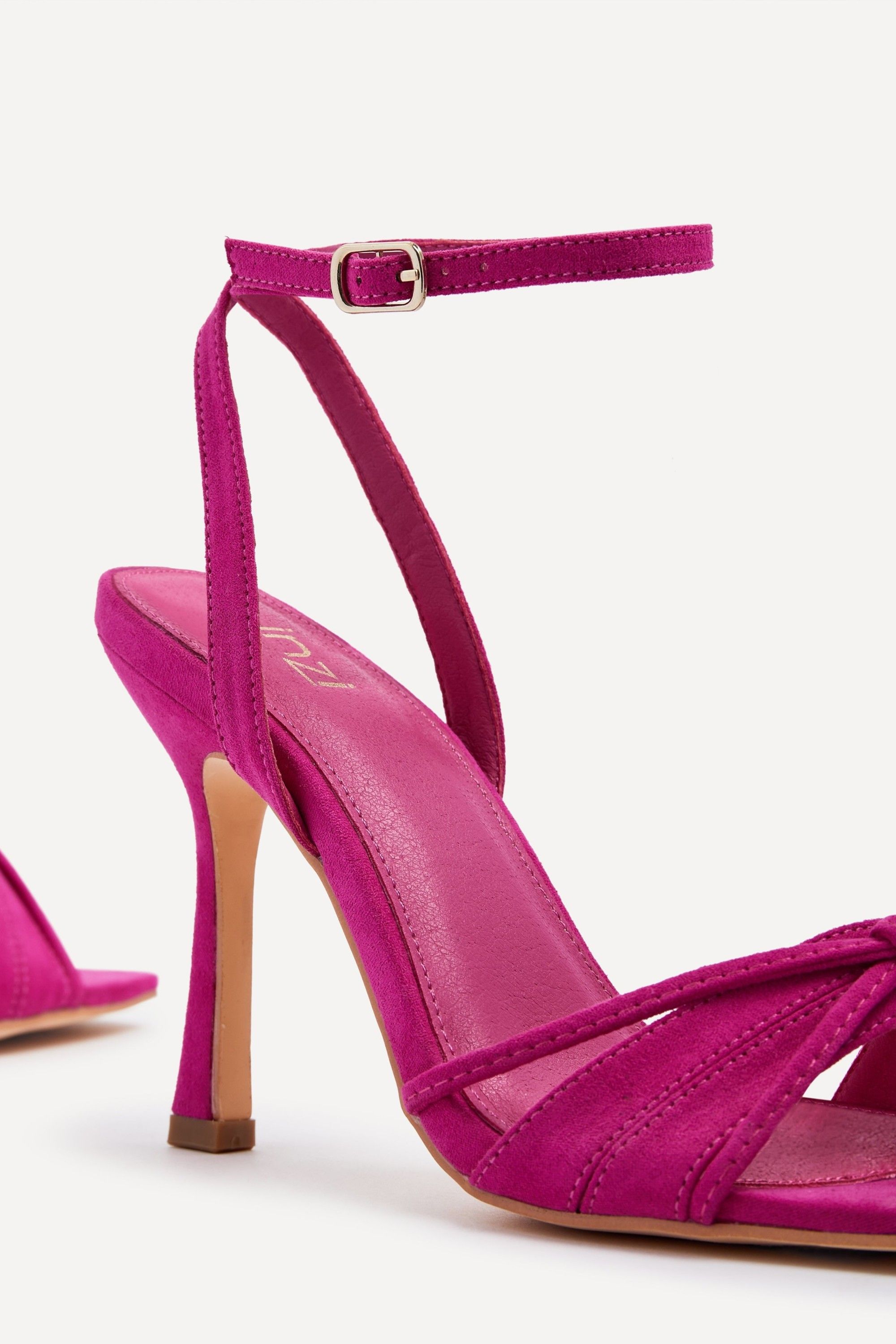 Linzi Nola Fuchsia Faux Suede Square Toe Heeled Sandal image 4