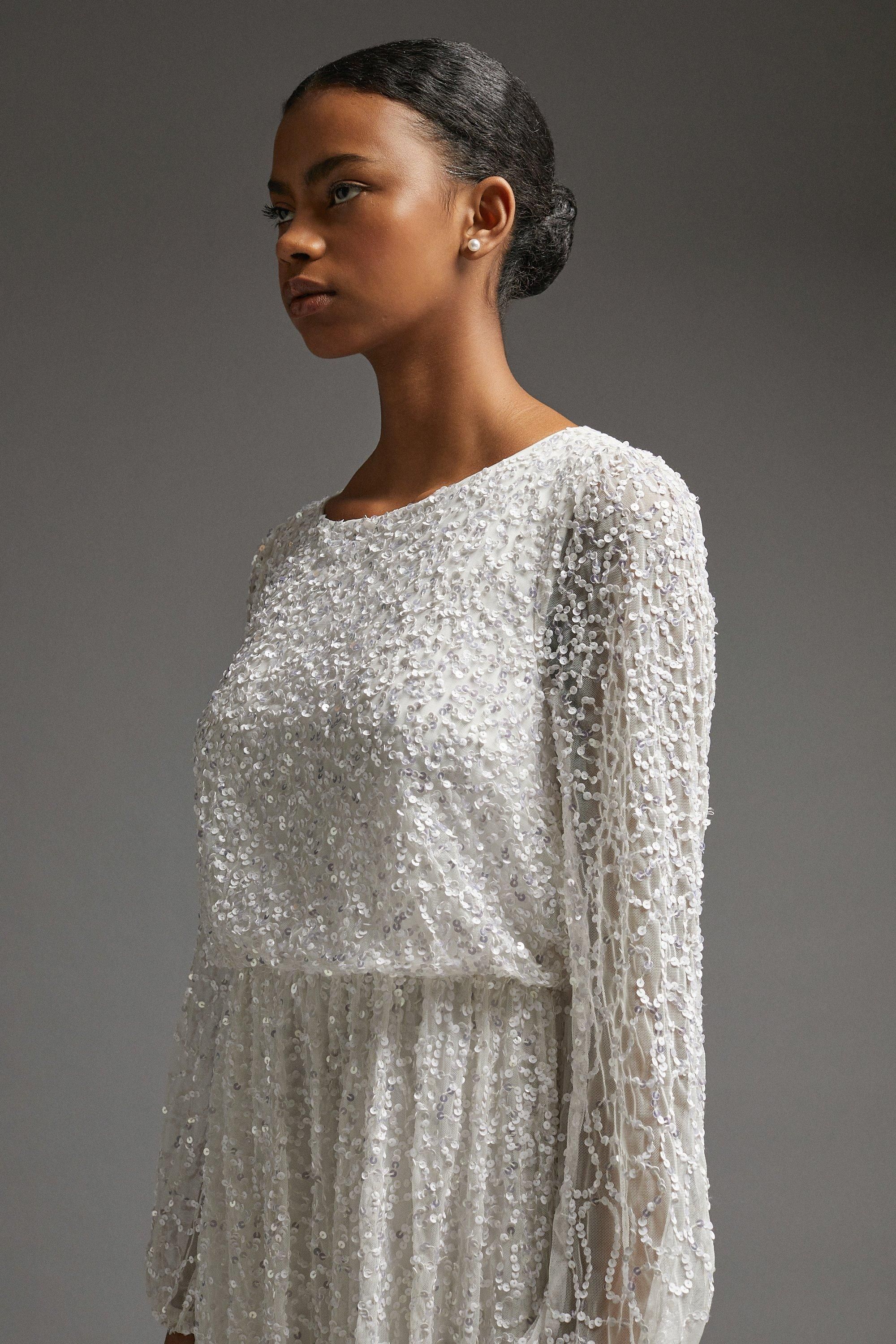 Coast All Over Sequin Long Sleeve Maxi Dress Ivory image 5