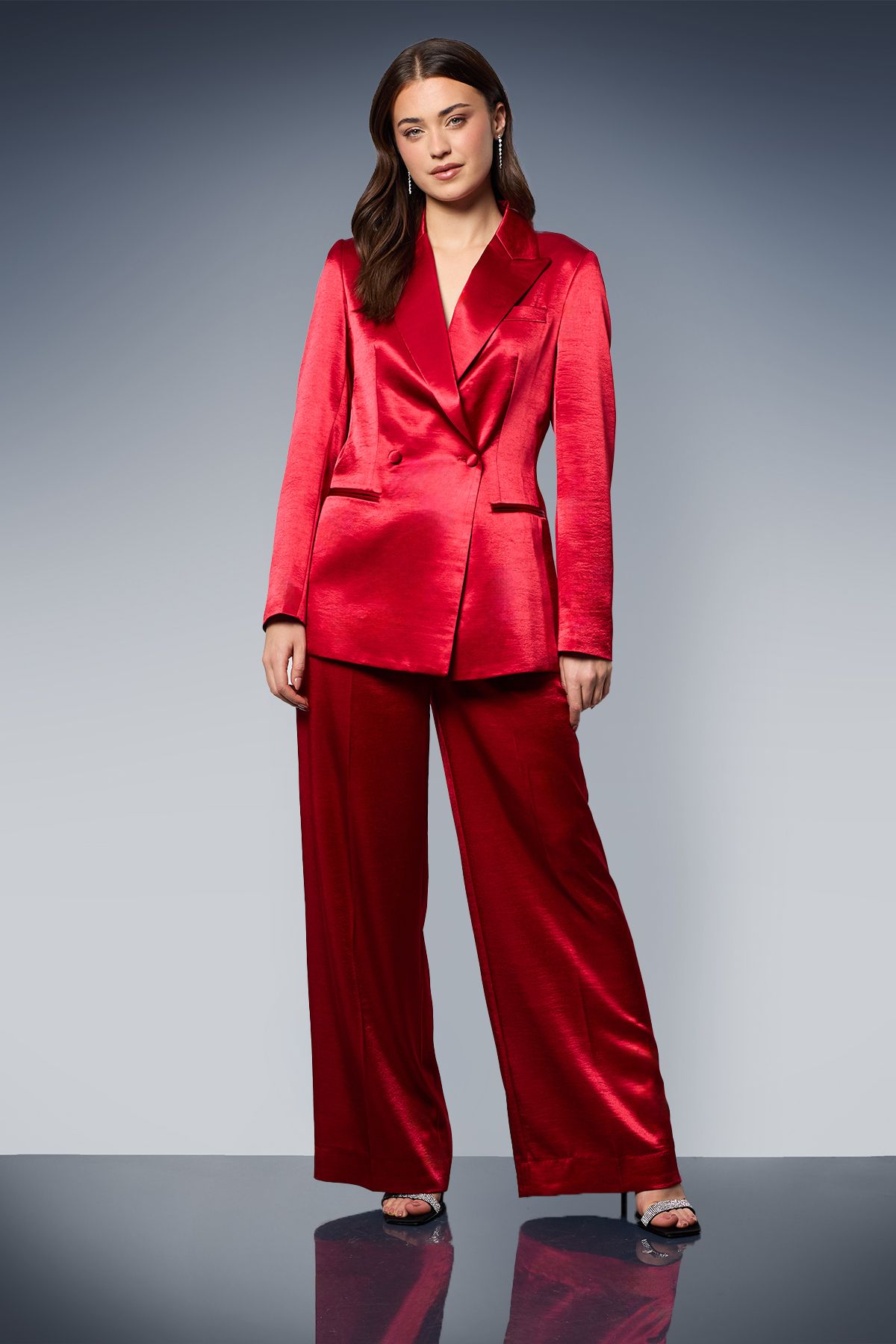 Dorothy Perkins Satin Wide Leg Trousers Red image 1