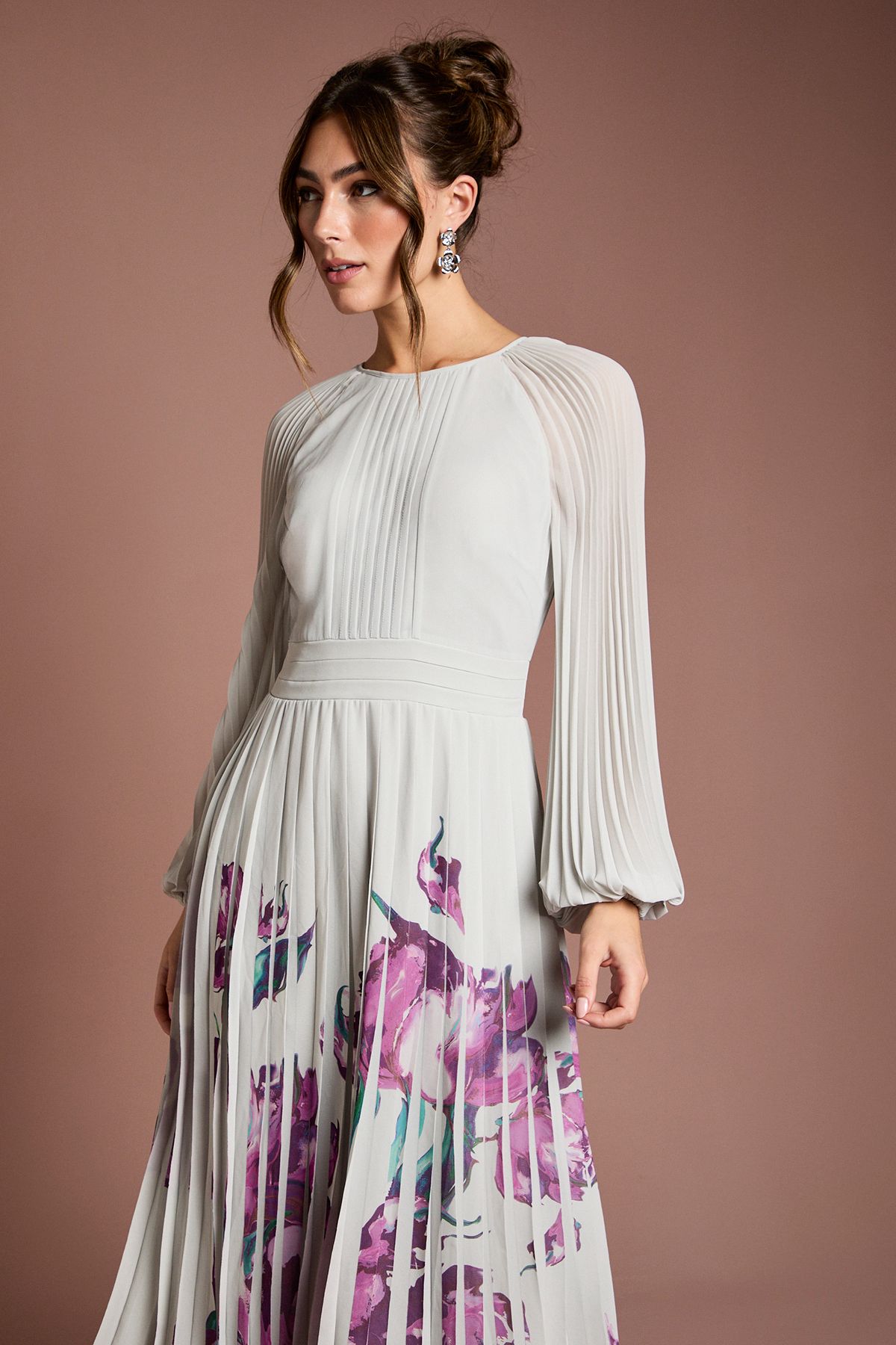 Coast Placement Print Pleat Dress Sage image 2