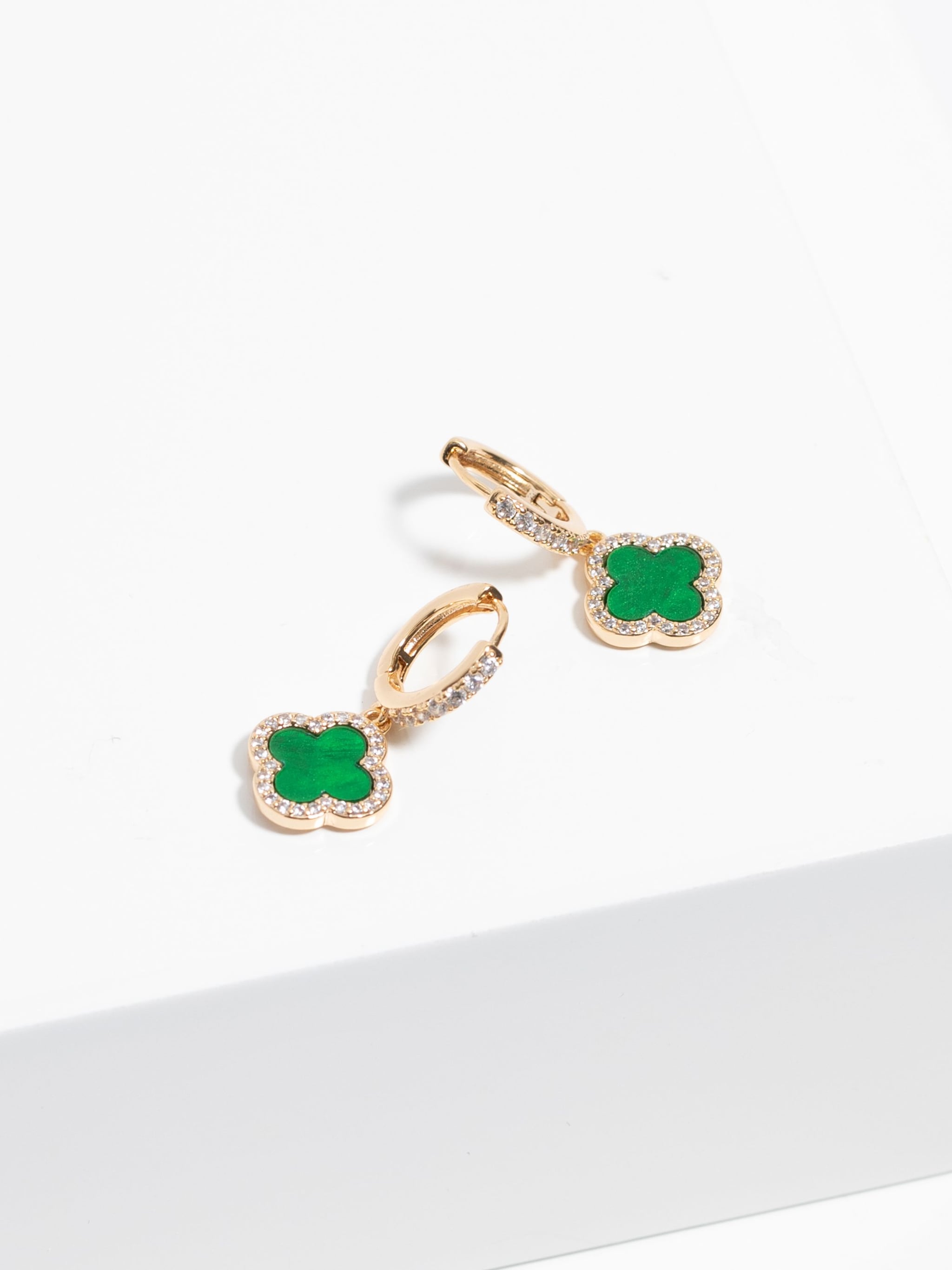Jon Richard Gold Plated Malachite Clover Earrings image 3