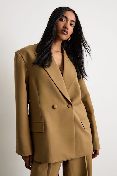 Warehouse The Premium Oversized Tailored Blazer Beige