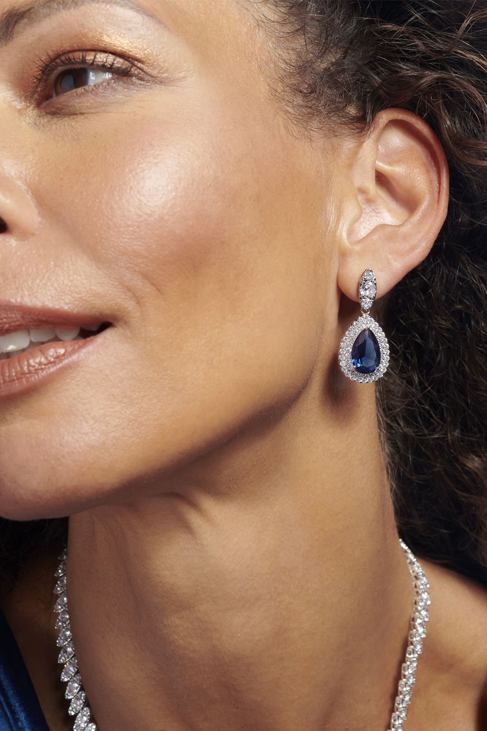 Jon Richard Silver Cubic Zirconia Pear Drop Earrings image 3