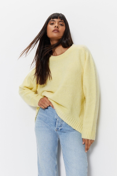 Warehouse Mohair Crew Neck Jumper Lemon