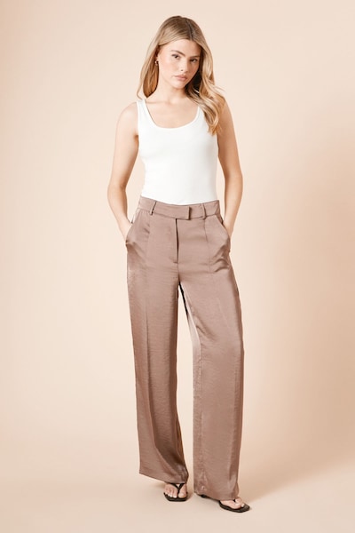 Dorothy Perkins Tailored Satin Straight Leg Trouser Taupe