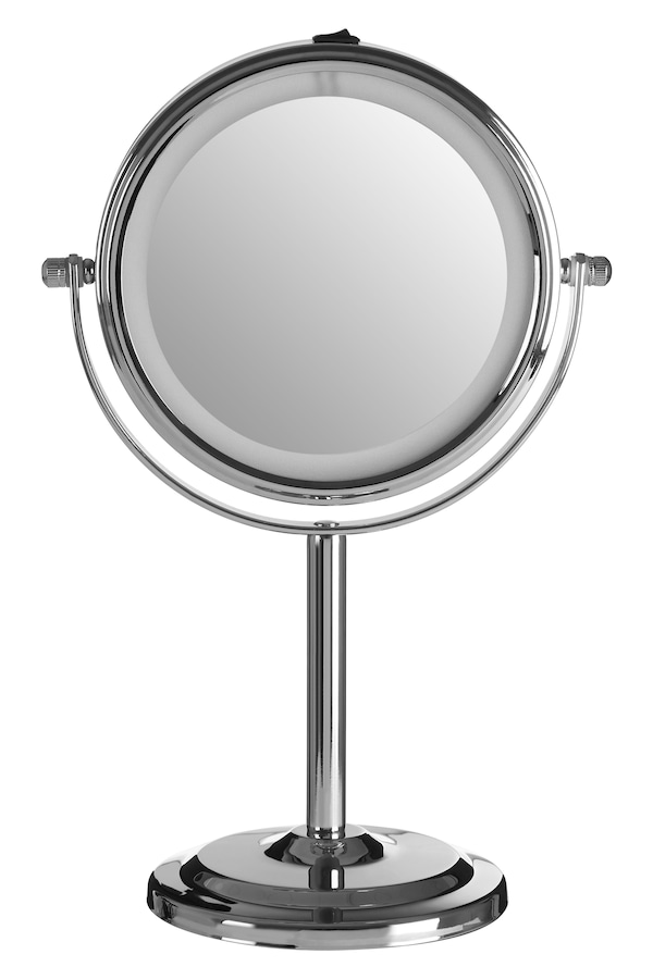 Orsina Chrome Iron Table Mirror, Durable 27x17cm Swivel Vanity Mirror, Modern Chrome Finis
